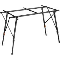 Mesa Camping Plegable con Altura Ajustable, Mesa Auxiliar de Aluminio con Topes, Mesa Exterior para Jardín, Terraza, Picnic, con Red de Almacenamiento y Bolsa de Transporte, 120x70,5x79 - Negra - details 4