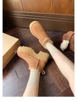 Zapatos de algodón de cuero con plataforma de tacón alto, botines cortos de terciopelo con tacón grueso, botines de tacón bajo. - details 22