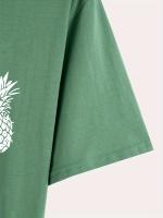 Camiseta 100% algodón con estampado de piña para hombre, camiseta informal de manga corta con cuello redondo, ropa de hombre para exteriores - details 18