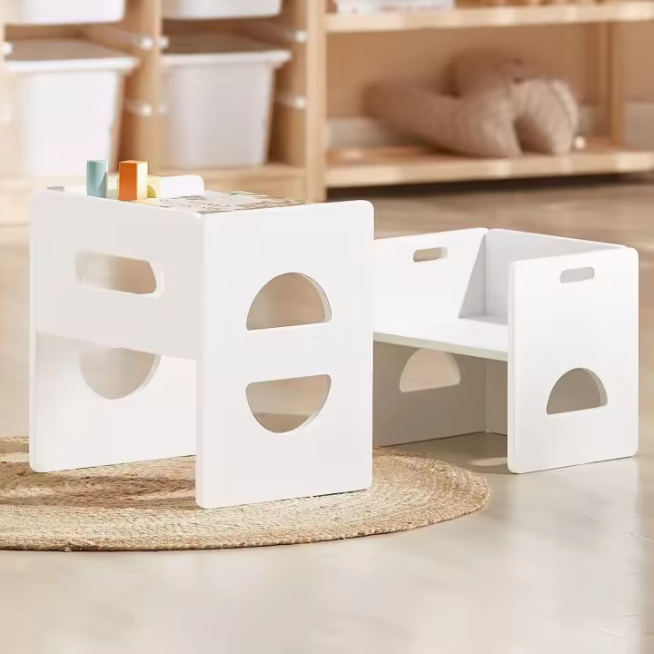 Montessori de altura ajustable para edades 1-3, de madera maciza para niños pequeños, para leer/comer/jugar - Natural - 1