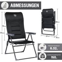 Silla de Jardín Plegable de Aluminio 150kg con Respaldo 7 Posiciones Alto Ajustable con Reposabrazos Reposacabezas Acolchado (2 Piezas, Gris) - details 9