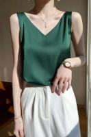 Top de Halter V para Mujer Camisola de Verano de Seda de Satén Blanco Vestido Delgado de Moda - details 38