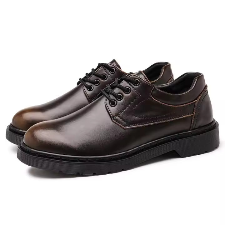 Gran tamaño 2025 nuevos zapatos formales casuales, zapatos de cuero con cordones de los hombres ligeros de baja altura - 1