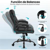 Silla de Oficina Reclinable Ajustable en Altura Silla de Ordenador Ergonómica Giratoria con Asiento Acolchado Silla de Trabajo Tapizada en Piel Sintética con Ruedas Carga de 136 KG Negra - details 4