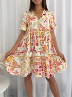 Vestido de Playa Bohemio con Estampado de Leopardo Vestido Corto de Manga Corta con Cuello en V para Mujeres Moda de Verano 2025 - details 7