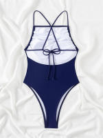 Bañador de una pieza para mujer, traje de baño liso, Monokini Sexy con tirantes, ropa de playa para verano, 2024 - details 9