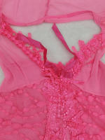 Lencería yukata de encaje, camisón sexy de encaje de malla transparente con abertura frontal y tirantes - details 8