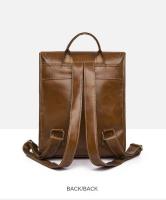 Mochila de piel blanda retro Pu para hombres y mujeres, bolsa de computadora de gran capacidad, mochila universitaria, mochila de cercanías - details 20