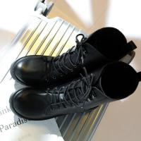 Botas Martin para mujer, botines de talla grande, punta redonda, tacón grueso, cordones, informales, media pantorrilla, Otoño e Invierno - details 13