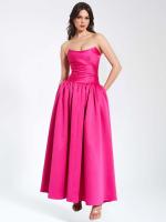 Verano 2025 nuevo vestido largo de vacaciones junto al mar adelgazante de cintura, vestido con tirantes rojo rosa francés para niños - details 7
