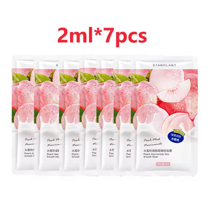 Máscara de Dormir de Níacinamida de Melocotón 7pcs Mejora la Textura y Brillo - 1