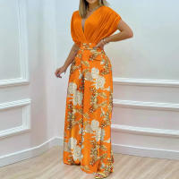 Conjunto informal de moda para mujer, pantalones de pierna ancha estampados con cuello en V, temperamento, nuevo estilo, otoño 2025 - details 8