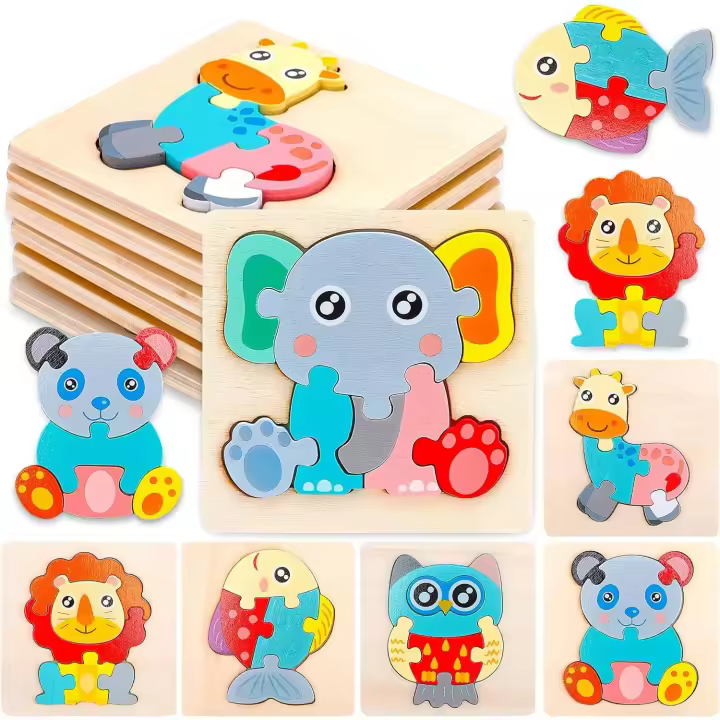 Excitat Juegos de Madera de Animales Montessori 6PCS Juguetes Educativos para Niños de 1 a 3 Años - 1