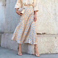 Falda larga informal con estampado de lunares para mujer, falda larga - details 9