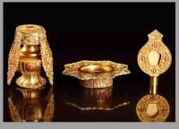 Olla de Tapa Hecha a Mano de Tantrismo Nepes Olla de Vidado de Cobre Puro Dorado para el Hogar - details 10
