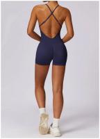 Mono de Yoga para Mujer Kailuoka Sexy Fitness Romper Sin Mangas y Espalda Disfraz Deportivo Corto en Color Sólido para Otoño e Invierno Material Exterior de Nylon - details 13