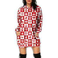 Vestido con Capucha de Manga Larga Estilo Casual para Mujeres Vestido Impreso para Fiesta de Navidad y Año Nuevo - details 8