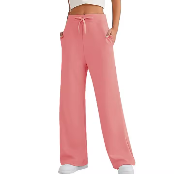 waied Pantalón deportivo alto de mujer, ligero. Pantalón ancho y recto, cómodo e informal, con bolsillos en los hombros, ligero. pierna, casual, año, - 1