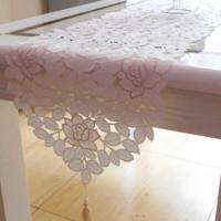 Mesa con bordado floral retro blanco, alfombra Ense, mantel de algodón hueco, decoración de mesa de comedor para el hogar, fiesta de boda - details 21