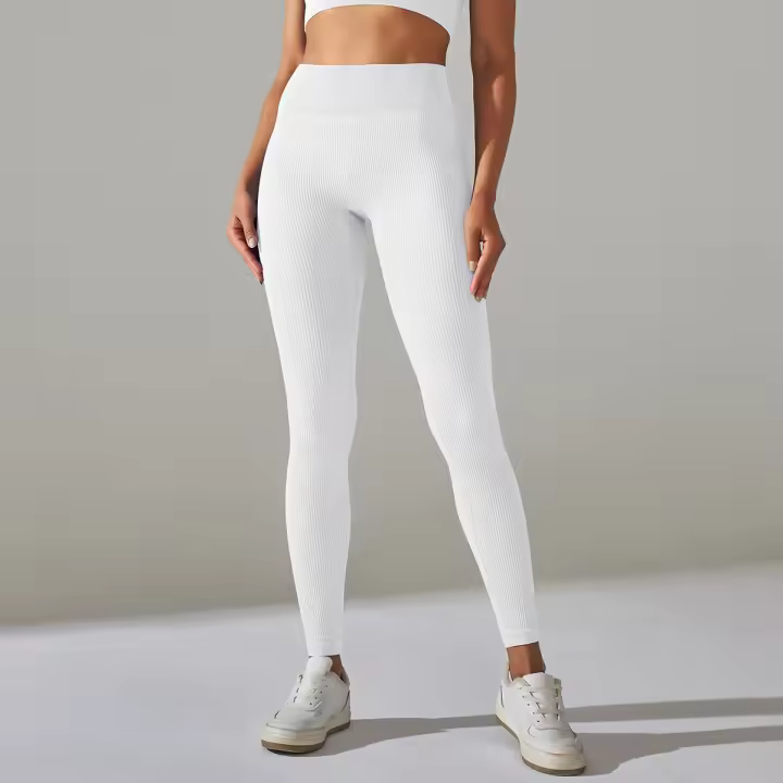 Pantalones deportivos de cintura alta sin costuras para yoga para mujer para hacer ejercicio y correr - 1