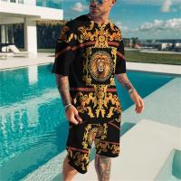 Conjunto informal de verano para hombre, pantalones cortos de playa para deportes al aire libre, moda urbana, estampado de oso, camiseta de manga corta ligera, 2025 - details 1