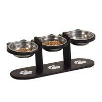 Suministros para mascotas, estante de madera, cuenco elevado para perros y gatos, alimentador de alimentos para mascotas de acero inoxidable 3 en 1, cuenco de agua para mascotas con inclinación de 15 grados, cachorro - details 0
