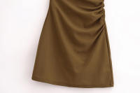 Mini vestido elegante de verano con cuello redondo y sin mangas, decoración informal plisada, vestidos cortos en la espalda para mujer - details 13