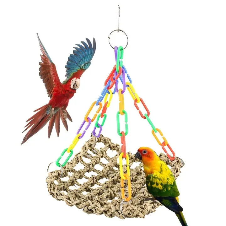 Juguetes de Columpio para Pericos Juguetes de Masticación para Jaula de Pájaros Accesorios de Jaula Coloridos de Partes de Mar de Hierba - 1