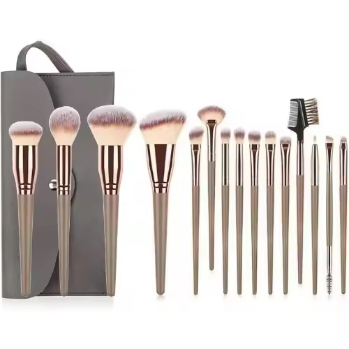 15 pinceles de maquillaje profesionales, pinceles de maquillaje para rostro y ojos, corrector, polvos, base, ruor, sombras de ojos, pinceles ópticos con bolsa de cosméticos - 1