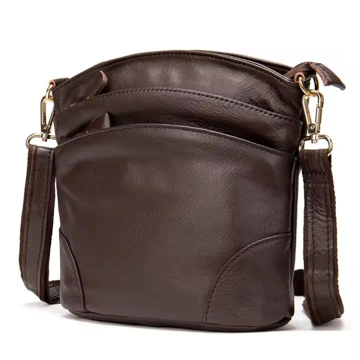Bolso de cuero de venta caliente para mujer, bolso de cubo de piel de vaca de primera capa, bolso de mensajero informal de hombro para madre. - 1