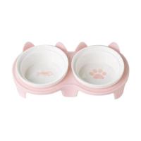 Colorful Cat Bowl Ceramic Cervical Protection Pet Feeding Bowl High Foot Diagonal Double Bowl Water Bowl For Drinking Feeding - details 7