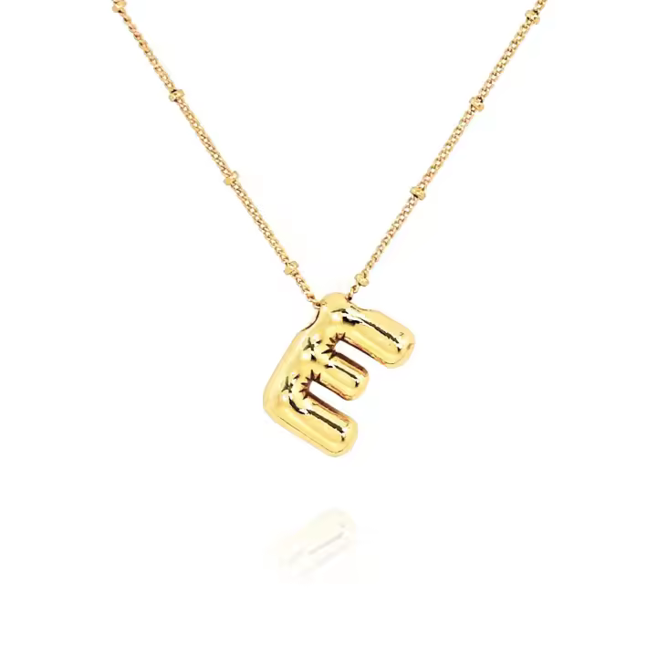 Collar Personalizado de Oro de 18K con Colgante de Inicial de Globo Ecológico de Cobre - 1