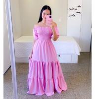 2025 nuevo vestido de hadas de color largo con hombros descubiertos y flores rotas para mujer primavera/verano - details 2