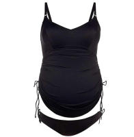 Conjunto de dos piezas de traje de baño bikini dividido de maternidad de verano de color sólido - details 3