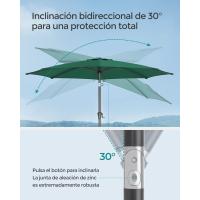 Sombrilla de Jardín 300 cm, UPF 50+, Parasol, 30 ° de Inclinación en dos Direcciones, con , para Patio, Terraza, , Piscina, sin Base, Beige GPU30BE - details 17