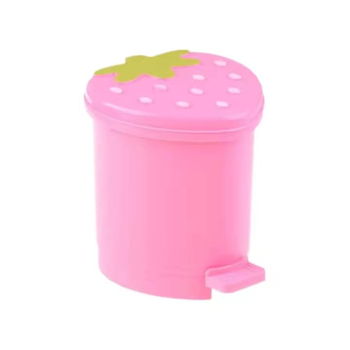 Mini contenedor de basura de sellado con tapa, cubo de basura decorativo Pop-Up de fresa, 1 pieza - 1