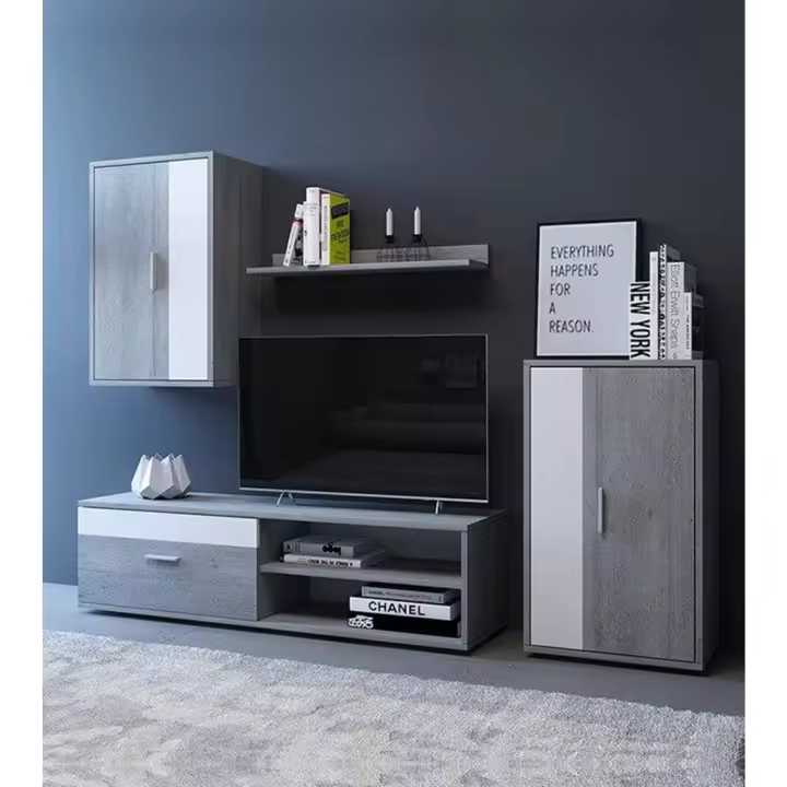 salón de 230 cm. Conjunto Completo Mueble TV + 2 vitrinas + Estante - 1