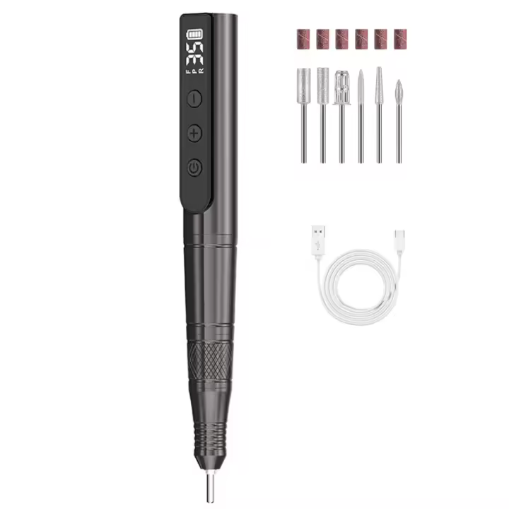 Lima de uñas eléctrica inalámbrica, Kit de 35000rpm con juego de brocas y recargable para pulido de manicura y pedicura de uñas acrílicas - 1