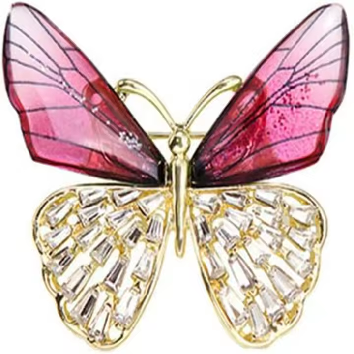 Broche de Mariposa con Cristales y Estrás Moda Material de Concha Técnica de Recubrimiento Clasp de Pino Tipo de Artista Joyería con Diseño de Mariposa Anti-Caminar - 1