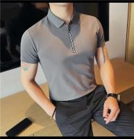 Polo de manga corta bordado de malla transpirable de verano para hombre, camiseta informal de negocios con solapa y media cremallera, - details 43
