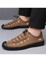 Sandalias hombre 2025 verano nuevas hombre casual hueco zapatos de cuero antideslizante conducción agujero zapatos fondo suave sandalias de cuero hombre - details 4