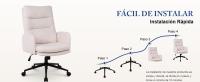 Silla Escritorio, Silla de Oficina de Lana de Teddy, Silla de Estudio con Ruedas, Altura Ajustable, Silla Giratoria para Hogar y Dormitorio, Crema, Negro - details 3