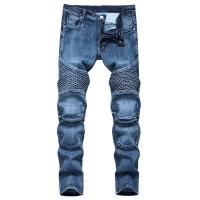 Nuevos pantalones vaqueros de motociclista Vintage de retazos para hombre, pantalones vaqueros de ciclismo elásticos rectos ajustados de Hip Hop, pantalones de calle de moda para hombre - details 8
