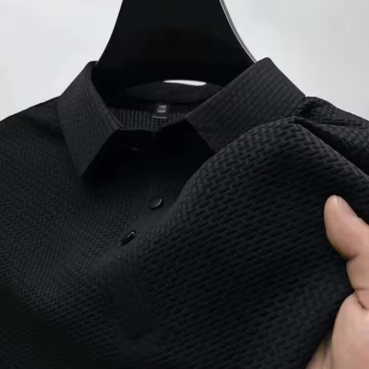 Nueva camisa Polo de color liso, combinada con un tejido vaquero informal de manga corta, cómoda y transpirable, adecuada para el verano - 1