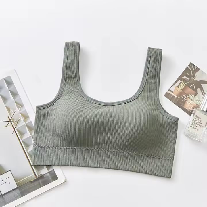 Top de Deportiva de Algodón para Mujer Sexy Lencería de Color Sólido Cómoda Ropa Exterior - 1