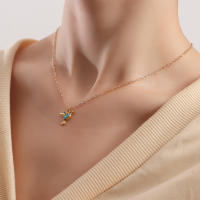 Collar con colgante de pájaro de diamante con microincrustaciones de una sola capa para mujer, collar Popular de estilo coreano - details 1