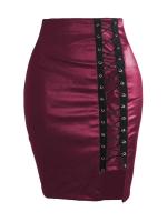 Minifalda Sexy de piel sintética con vendaje cruzado para mujer, faldas ajustadas de cintura alta, ceñidas para oficina, fiesta y Club - details 1