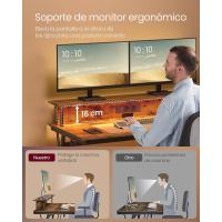 Escritorio para Juegos con Luces LED y Tomas de Corriente Incorporadas, Escritorio con Estante para 2 Monitores, Mesa para Oficina Dormitorio, 60 x 120 x 76 cm, Marrón Rústico LWD192K01 - details 20