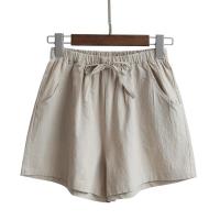 y verano de lino y algodón para mujer, pantalones cortos de cintura alta, pantalones cortos deportivos casuales de moda para mujer, , - details 0