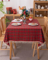 Mantel de Mesa de Cuadros a Cuadros con Borla Cubierta de Mesa sin Arrugas Lavable para Navidad, Fiestas y Año Nuevo - details 28